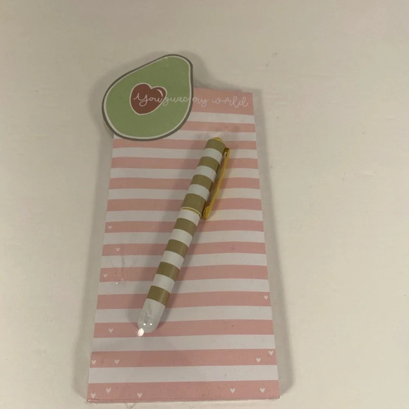 Lady Jayne Ltd Avocado & Striped Notepad & Pen Set - Picture 1 of 5
